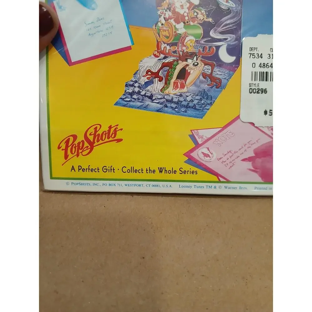 Vintage Looney Tunes Christmas PopShots 3D Greeting Card USA Bugs Bunny Taz New